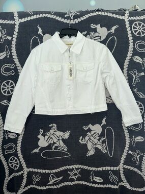 L'AGENCE White Cropped Jacket with Chest Pockets
